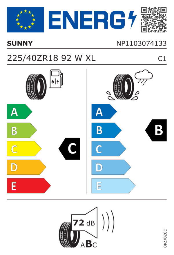225/40ZR18 92W SUNNY NA305 VARA - imagine 2